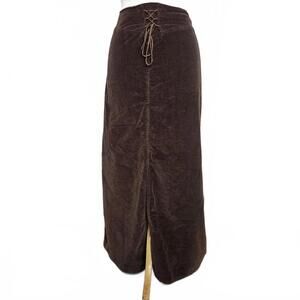 Womans Vintage Brown corduroy maxi skirt, st joins bay size 14, cotton